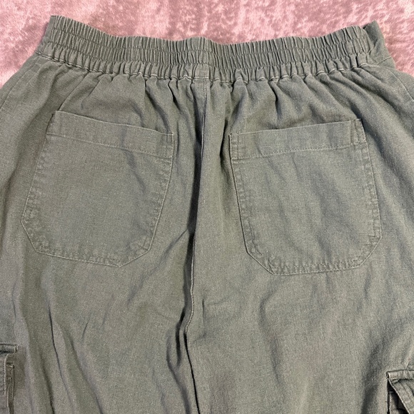 7 For All Mankind Linen Cargo Pants Womens Medium Green Lightweight Wide Leg - Picture 11 of 11